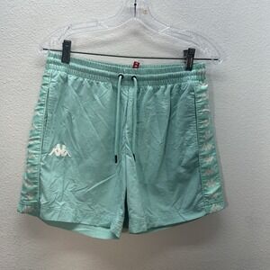 Kappa Swim Shorts Men's S Blue Turquoise Logo Streetwear Y2K Board Shorts 5"
